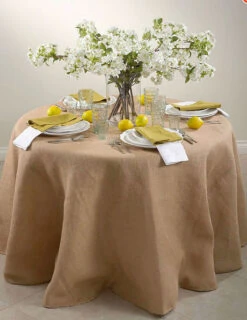 120 Inch Round Top Quality Burlap Lined Table Skirt - Passe Partout Collection