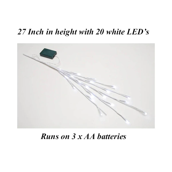 27 Inch Battery Operated White Branch With 20 White LED 3 27 Inch Battery Operated White Branch With 20 White LED