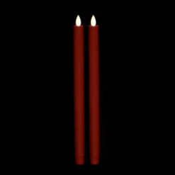 Remote Control Liown 12 Inch Red Moving Flame Taper Candle Set - 2