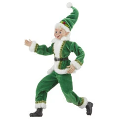 16 Inch Green Posable Christmas Elf -Decorative Candle Shop 12044