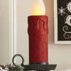 17.5 Inch Large Flickering Flame Red Glitter Christmas Candle -Decorative Candle Shop 12065