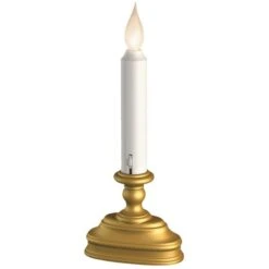 Dual Amber / Warm White LED Window Candle - Brass