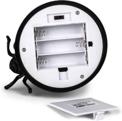 14.5 Inch LED Black Glitter Lighted Halloween Three Candelabra With Spider 9 14.5 Inch LED Black Glitter Lighted Halloween Three Candelabra With Spider -Decorative Candle Shop 133462 4