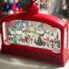 Red Water Lantern Lighted Christmas Village Scene Extra Wide - MUSICAL- NEW 2023