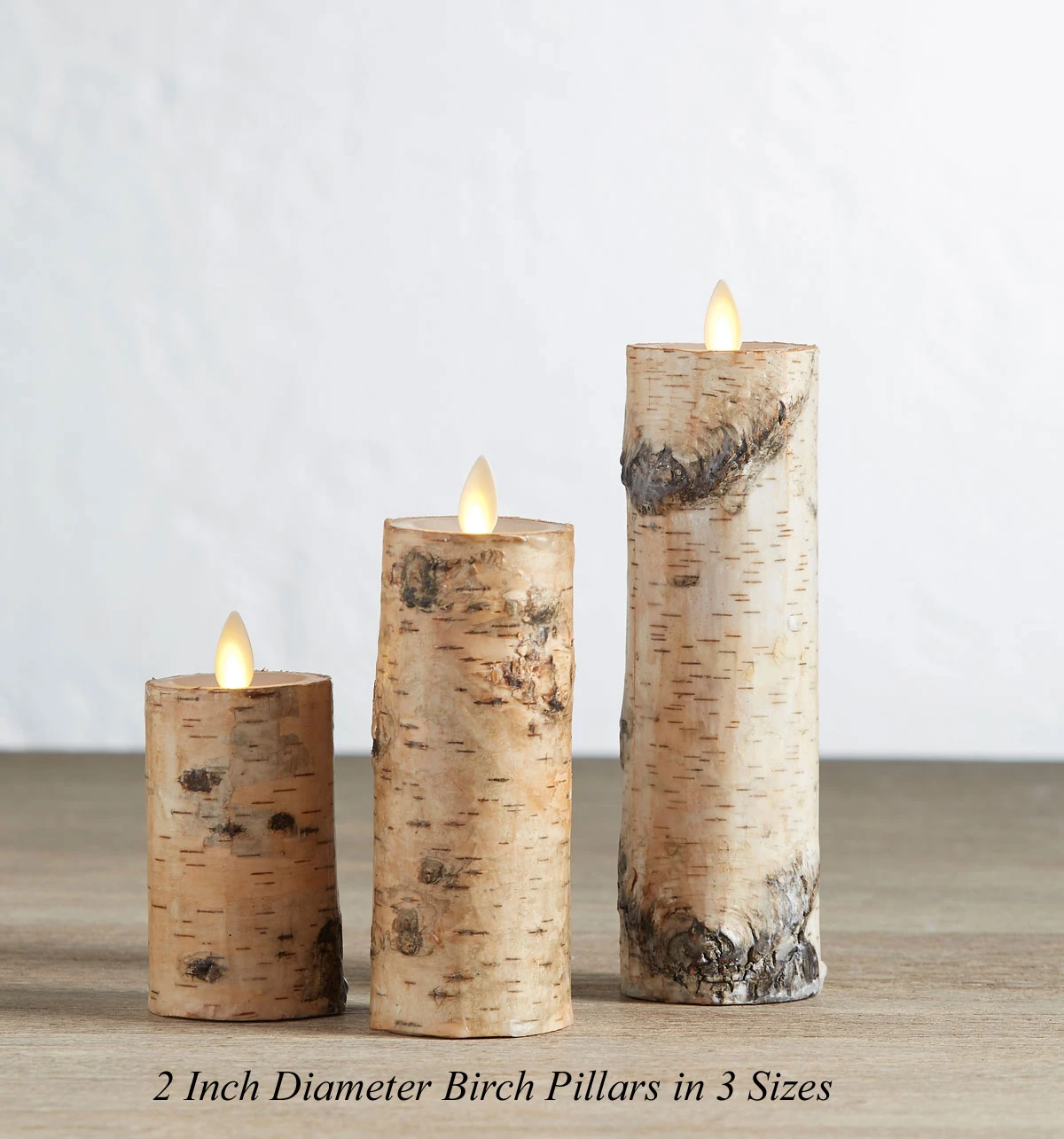 2 X 8 Inch Moving Flame Birch Wrapped Pillar Candle 4 2 X 8 Inch Moving Flame Birch Wrapped Pillar Candle - Image 2