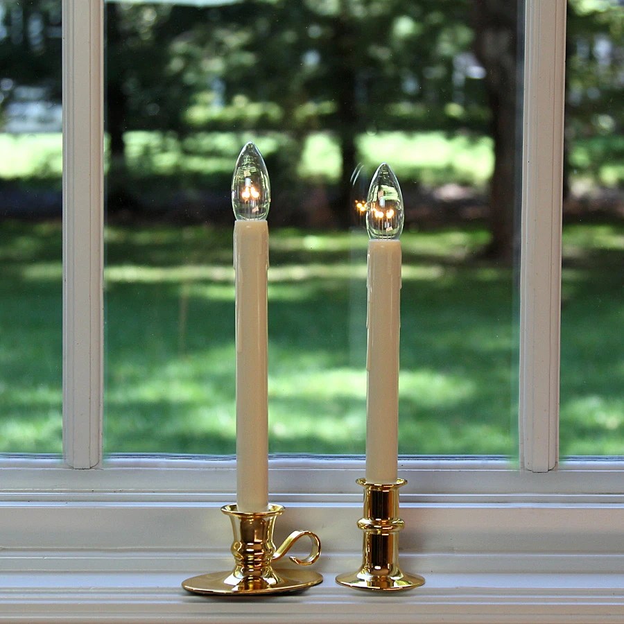 Traditional Flameless Window Candle Bright Dual Sided Bulb - Brass Finish - Timer 6 Traditional Flameless Window Candle Bright Dual Sided Bulb - Brass Finish - Timer - Image 4