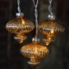 Battery Operated Set Of 10 Gold LED Mercury Glass Lights -Decorative Candle Shop 22552 large image