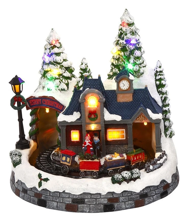 Battery Operated Lighted Musical Animated Winter Holiday Snow Village - Moving Train 3 Battery Operated Lighted Musical Animated Winter Holiday Snow Village - Moving Train