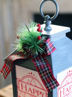 13 Inch Battery Operated Lighted Grey Holiday Lantern With Realistic Flame Effect -Decorative Candle Shop 2421970 grey top