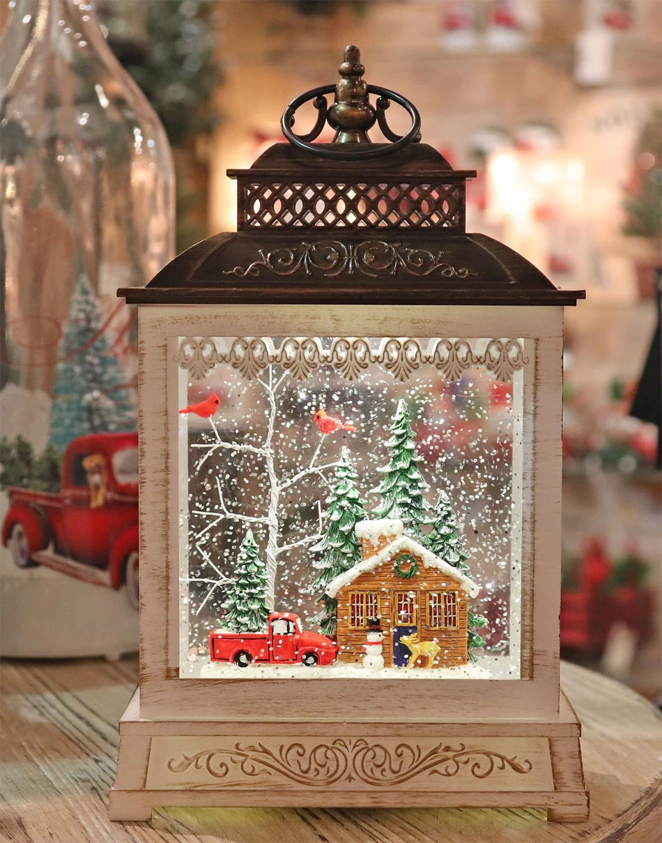 11 Inch Cabin In The Woods Lighted Water Lantern - Optional Music Setting 3 11 Inch Cabin In The Woods Lighted Water Lantern - Optional Music Setting