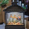 11 Inch Decorative Bronze Water Lantern With Flying Santa In Swirling Glitter -Decorative Candle Shop 2499030 new