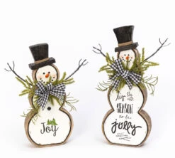 Set Of 2 White Resin Snowmen With Pine And Bows - -Decorative Candle Shop 2532260 resin snowmen