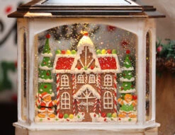Musical Lighted Water Lantern With Gingerbread House Design - Optional Music Setting -Decorative Candle Shop 2535440 detail