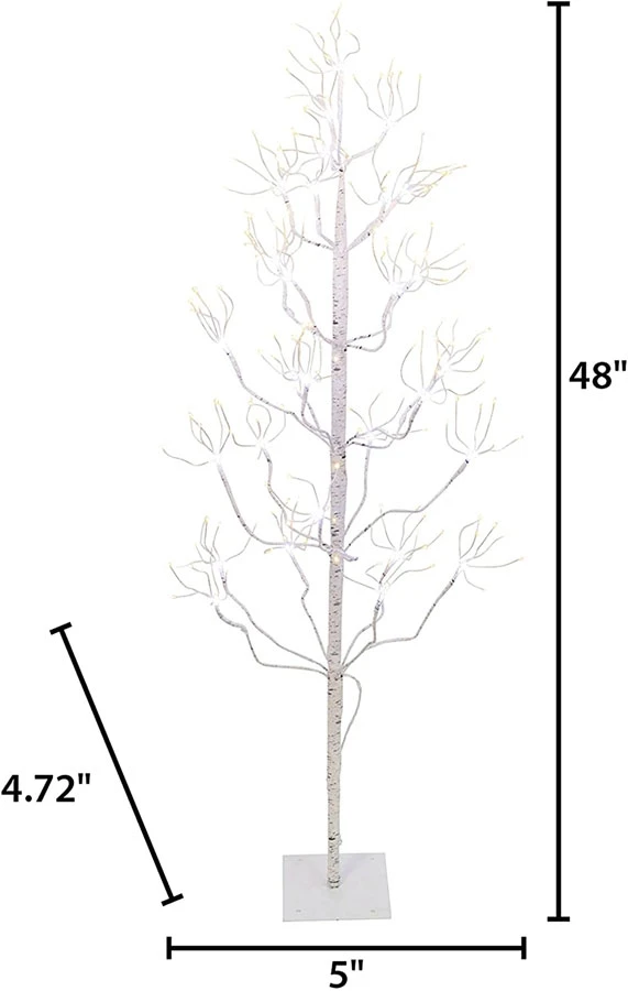 4 Foot White Birch Tree - 336 LED Lights - Multi Function Adapter 4 4 Foot White Birch Tree - 336 LED Lights - Multi Function Adapter - Image 2
