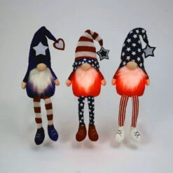 Lighted Plush Americana Gnomes 26 Inch Battery Operated Shelf Sittter - Timer -Decorative Candle Shop 2582490 americana gnomes li