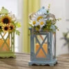 Set Of 2 Spring And Summer Metal Lanterns With Floral Accents -Timer -Decorative Candle Shop 2584920 summer lanterns mai