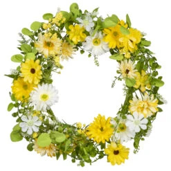Daisy Floral Wreath Candle Ring - 20 Inch -Decorative Candle Shop 2584930 wreath daisy floral