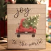 Battery Operated Lighted Wood Block Christmas Sign - 8.5 Inch -Decorative Candle Shop 2592880 joy