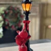 Battery Operated Lighted Resin Street Lamp With Cardinals - 14.5 Inch