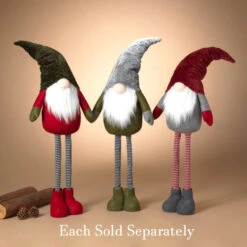 Holiday Gnome With Extendable Legs - Red Hat, Striped Legs - 46 Inch -Decorative Candle Shop 2597740 3 1