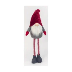 Holiday Gnome With Extendable Legs - Red Hat, Striped Legs - 46 Inch -Decorative Candle Shop 2597740 red main