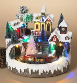 Battery Operated Lighted Musical Village With Moving Train