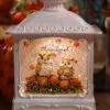 Owls Autumn Scene Lighted Fall Water Lantern With Swirling Glitter
