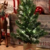 Battery Operated Lighted Pine Tree In A Wood Planter Box - 15 Inch -Decorative Candle Shop 2602640