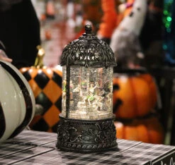 Animated Halloween Carousel Skeleton Merry-Go-Round With Moving Figurines Lighted Water Lantern -Decorative Candle Shop 2648690 lantern