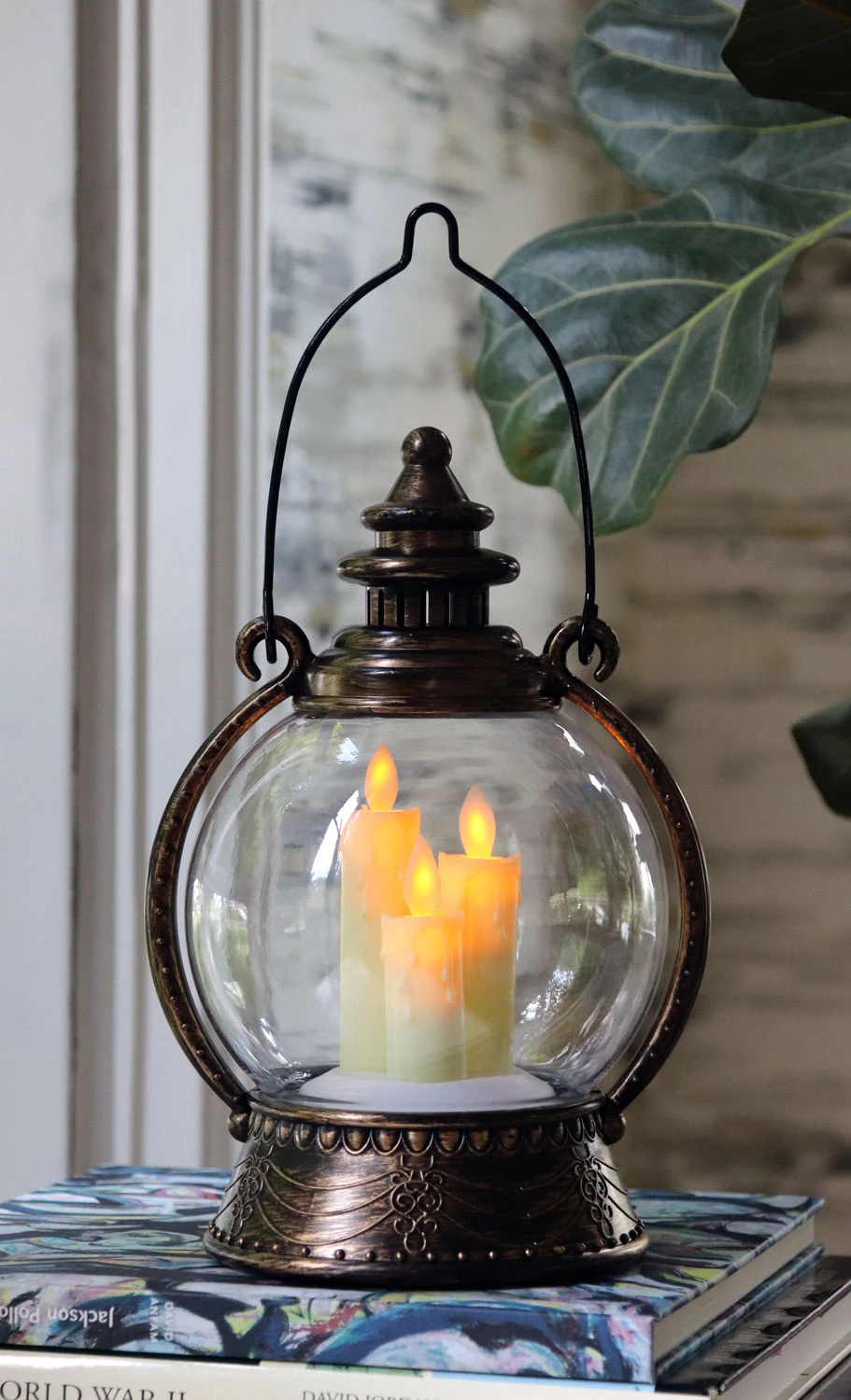 Moving Flame Antique Bronze 3 Candle Lantern - 10 Inch Battery Operated NEW 2022 3 Moving Flame Antique Bronze 3 Candle Lantern - 10 Inch Battery Operated NEW 2022