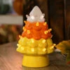 Candy Corn 6.5 Inch Lighted Dolomite Halloween Ceramic Tree - Battery Operated -Decorative Candle Shop 2659770 1