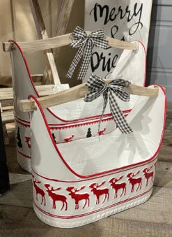 Set Of 2 Holiday Design Buckets With Wood Handles