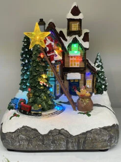 Musical Animated Holiday House With Moving Train - NEW 2023