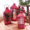 Set Of 3 Red Candle Lanterns - 14 - 17 - 20 Inch 1 Set Of 3 Red Candle Lanterns - 14 - 17 - 20 Inch -Decorative Candle Shop 28081 new