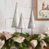 Galvanized Metal Holiday Trees On Wood Base - 15, 18, 21 Inch Set Of 3