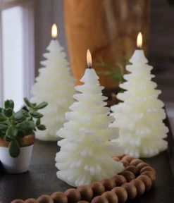 Uyuni 4.25 X 8 Inch Ivory Christmas Tree Candle - Remote Ready -Decorative Candle Shop 3 trees for boc