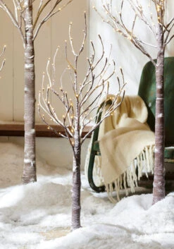 3.5 Foot Lighted Snowy Tree 96 Warm White LED - Indoor Outdoor - Steady On Or Twinkle From RAZ