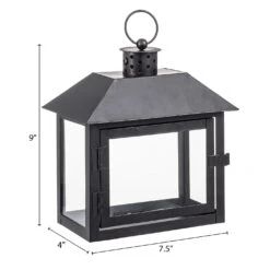 Wide Window Black Iron Lantern - 9 Inch -Decorative Candle Shop 30094878201