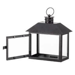 Wide Window Black Iron Lantern - 9 Inch -Decorative Candle Shop 30094878202