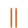 10 Inch Glitter Orange Moving Flame Taper Candle Set - 2 Remote Ready -Decorative Candle Shop 36044