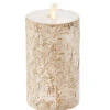 4 X 7 Inch Flameless Flat Top Birch Pillar Candle -Decorative Candle Shop 37106 raz flat top birch candle