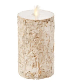 4 X 7 Inch Flameless Flat Top Birch Pillar Candle
