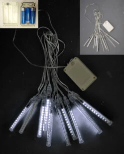 Battery Operated Cool White LED Snowfall Tube Set - 10 Tubes 4.5 Inch