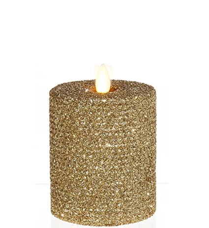 4 Inch Gold Glittered Honeycomb Wax Flameless Candle 5 4 Inch Gold Glittered Honeycomb Wax Flameless Candle - Image 3