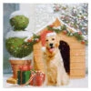 Twinkling LED Lighted Dog And Dog House Christmas Scene Print On Canvas - Raz 18 Inch