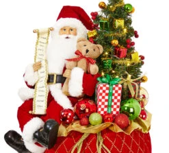 Lighted Toy Bag With Santa - 22.5 Inch Battery Operated -Decorative Candle Shop 3815542 raz santa in a bag with tree