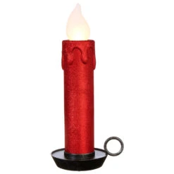 22.5 Inch Large Flickering Flame Red Glitter Christmas Candle -Decorative Candle Shop 3916533 main image red candle