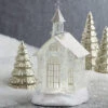 10.5 Inch Lighted Church Water Lantern Snow Globe -Decorative Candle Shop 3919039 church