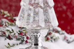 Clear Lighted Tree Water Lantern Acrylic Snow Globe With Silver Base - Timer 7 Clear Lighted Tree Water Lantern Acrylic Snow Globe With Silver Base - Timer -Decorative Candle Shop 3919212 bottom