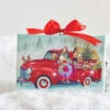 6 Inch Tabletop LED Lighted Print On Canvas - Dogs In A Red Truck With Stand -Decorative Candle Shop 3939423 10